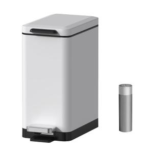Mbillion 2.6 Gal White Soft Close Slim Bathroom Step Trash Can
