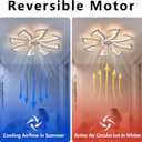 White Flower Modern Ceiling Fans with Lights, Low Profile Ceiling Fan with Remote for Bedroom, 32inch Flush Mount Ceiling Fan with LED Dimmable Light,6-Speeds, Timing CeilingFan Light-8L