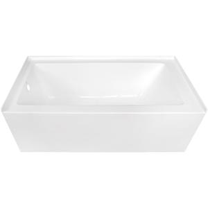 KINGSTON BRASS VTDE603122L 60-Inch Contemporary Alcove Acrylic Bathtub with Left Hand Drain and Overflow Holes, White