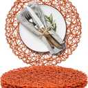 AHHFSMEI Paper Braided Round Placemats Set of 6 Natural Non-Slip Heat Resistant Table Mats for Dining Tables Woven Indoor & Outdoor Place mats(Burnt Orange)
