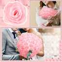 Hoteam 429 Pcs Premade Satin Ribbon Rose Petals Half Finished Three Color Eternal Rose DIY Flowers Bouquets Everlasting Floral for Birthday Wedding Anniversary(Pink)