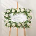 Dolicer 4Pcs 26Ft Artificial Eucalyptus Garlands with Flowers - 8 Roses, Faux Floral Greenery Garlands Fake Flowers Vines for Wedding Table Centerpieces Arch Party Ceremony Backdrop Decor (White)