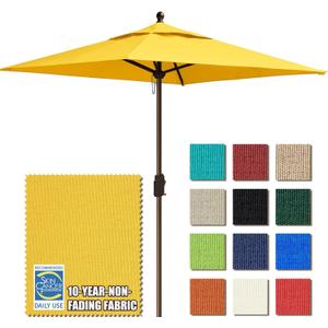 EliteShade USA 10-Year-Non-Fading 6x6Ft Square Market Umbrella Patio Outdoor Table Umbrella with Ventilation, Sunflower Yellow