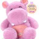 Ditucu Original Hippo Microwavable Weighted Stuffed Animal Heated Hippopotamus Plush for Warmth Comfort Period Cramps Pain Plushies Toys Gifts for Kids Purple 9 inch