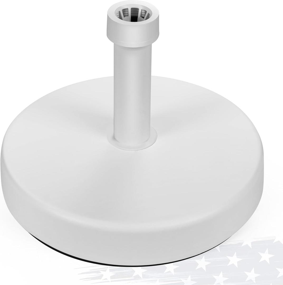 FRUITEAM 40lb Capacity Fillable Umbrella Base, Sand Filled Heavy Duty Patio Outdoor Umbrella Stand for Garden, Lawn, Deck, Poolside, White