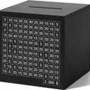 Wooden Savings Challenge Box for Adults Kids, Wood Coin Piggy Bnak, Must Break to Open Money Box with Counter (Black, 4.5inches)