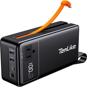 Portable Power Station with AC Outlet Power Bank for Camping Essentials Small Electric Mini Generator Large Lithium Battery Plug in Output 60W Type-C Laptop Home Backup Outdoor Emergency 99.9Wh, Black