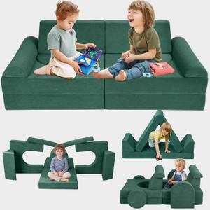 12Pcs Midular Kids Play Couch, Convertible Toddler Couch, Green
Convertible, Premium Soft Foam, Washable Removable Covers, Perfect for Playroom & Living room