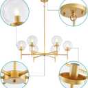 6-Light Golden Glass Bubble Chandelier, Mid-Century Modern Design for Dining Room, Gold Pendant Lighting Fixure for Kitchen, Living Room, Bedroom, 6*E12 Socket, D33.5 inch*H21~50 inch, Large