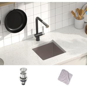 MENSARJOR Bar Sink, 14 x 14 inch Undermount Kitchen Sink, 16 Gauge Stainless Steel Sink, Handmade for Kitchen Sink, Bar Sink, or Outdoor Sink