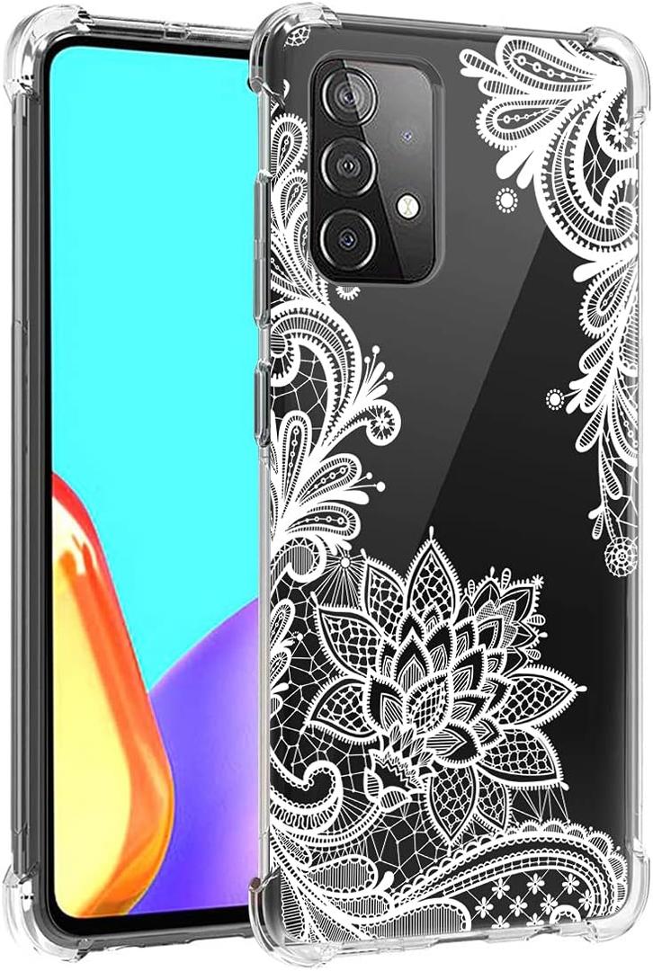Case for Galaxy A52 5G Case, Samsung A52 4G Case for Girls Women, Clear Floral Soft Flexible TPU Slim Phone Protective Case Cover for Samsung Galaxy A52 (Mandala)