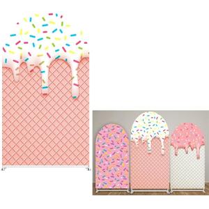Arch Backdrop Covers for Parties Sweet Ice Cream with Sprinkles on Waffle Arched Stand Covers Stretchy Photography Background Birthday Banquet Party Decor (W90cm H150cm (35''by 60''), GX74)