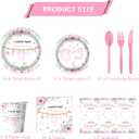 Baby Shower Party Tableware Set, Cute Baby Girl Birthday Party Decorations with Pink Flower Theme Plates, Napkin, Cups, Forks, straws for Girl Baby Shower Gender Reveal Party Supplies