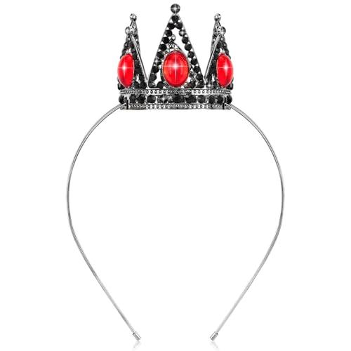 Velscrun Black Red Tiara Headband, Crowns for Women, Princess Girls Tiaras, Halloween Queen Crown Princess Quinceanera Headpieces for Birthday Prom Bride Wedding Pageant Party Hair Band
