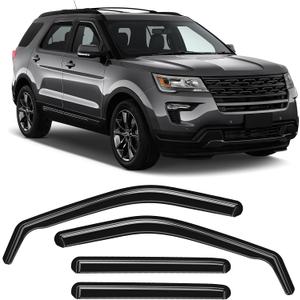 in-Channel Rain Guards Fit for Ford Explorer 2011-2019 Black Extra Durable Shatterproof Side Window Deflectors, Vent Window Visors, Wind Deflectors - 4 PCS