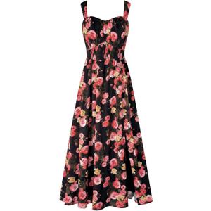 GRACE KARIN 2025 Women's Summer Floral Print Flowy A Line Maxi Dresses Sleeveless Smocked Off Shoulder Dress XL