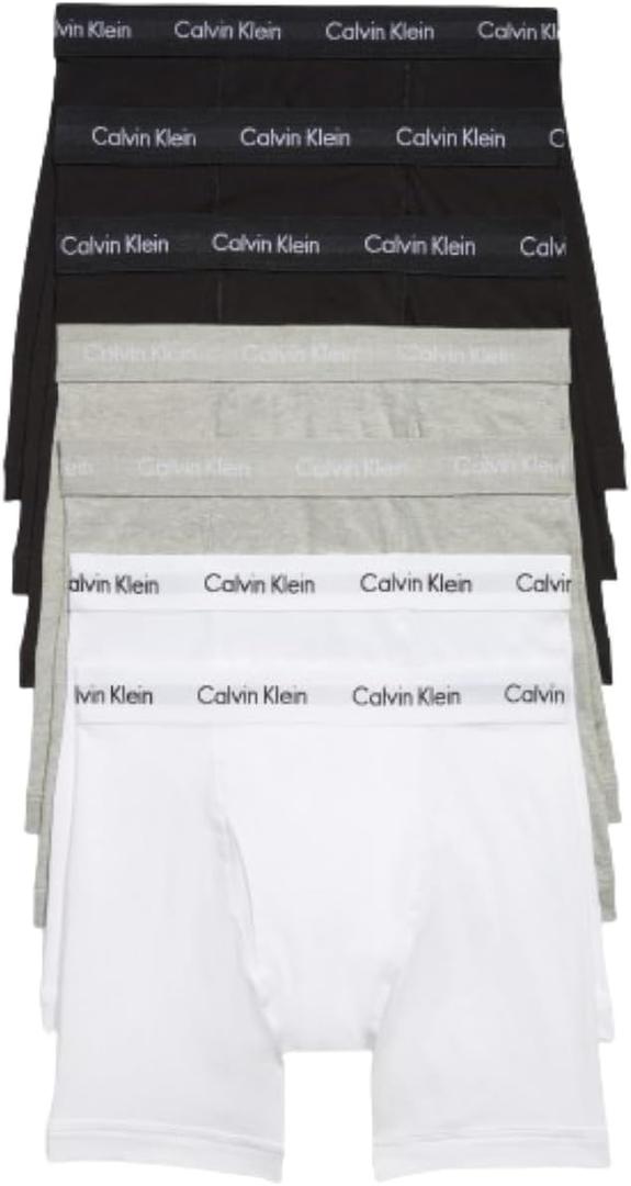 Calvin Klein Men's Cotton Stretch 7-Pack Boxer Brief (Medium, 3 Black, 2 Grey Heather, 2 White)
