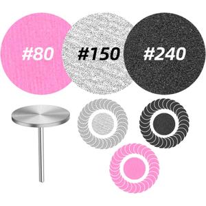 60 Pcs Sanding Discs with Metal Nail Drill Bit | 3 Grits (#80/150/240) 25mm Replacement Sandpaper Pads for Electric Callus Remover, Nail Drill Machine, Manicure & Pedicure Tools