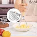 Brigii Potato Masher with Wooden Handle, Manual Potato Press for Kitchen Tool, Aluminum Alloy Potato Ricer For Fluffy Mashed Potato