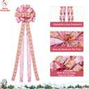 Choies Christmas Tree Bows,53 x 13 Inch Glitter Pink Bow Topper for Christmas Tree,Large Christmas Tree Bow with Long Streamers,Wired Edge Decorative Bow for Wreath Door Party Xmas Decoration
