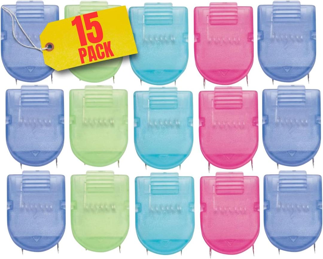 1InTheOffice Cubicle Clips, Assorted Colors Cubicle Clips for Fabric Walls, 15 Pack (Green, Purple, Pink)