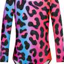 Zaclotre Team Basic Leotards for Girls Long Sleeve Crisscross Ballet Dance Gymnastic Outfits for Kids (4-5T, Mulitcolor Leopards)