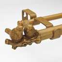 1 Inch Double Curtain Rods 72 to 144 Inches Adjustable Faux wood color Drapery Rods for Window width 68 to 140 Inches with Twin Birds on Twig Finials for Bedroom