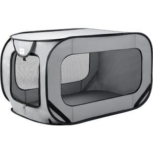 Love's cabin 36in Portable Large Dog Bed - Pop Up Dog Kennel, Indoor Outdoor Crate for Pets, Portable Car Seat Kennel, Cat Bed Collection, Grey (36.6"L x 21.2"W x 21.2"H)