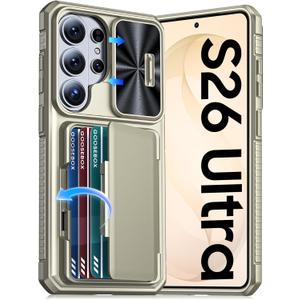 GooseBox for Samsung Galaxy S26 Ultra Case Wallet with RFID [Cards Holder][Camera Cover][Edge Raised] Full Body Shockproof Silicone Protective Phone Case for Galaxy S26 Ultra 2026 (Natural Titanium)