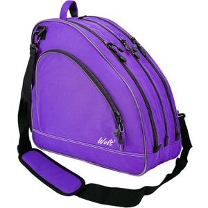WOLT Ice Skate Bag - Roller Skate Bag, Inline Skate Bag with Adjustable Shoulder Strap for Both Youth and Adults. (purple)