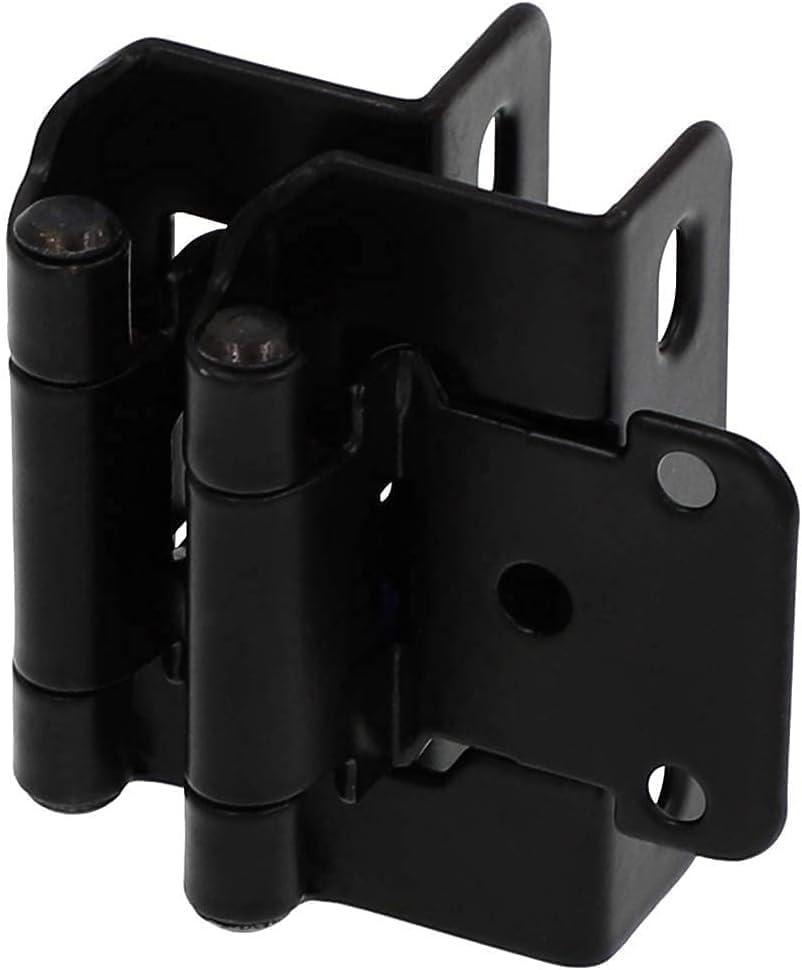 Decobasics 1/2" Overlay Semi Partial Wrap Around Kitchen Cabinet Hinges (10 Pair -20 Pack) - Self Closing Matte Black Cabinet Hinges for Kitchen Cabinets w/Cupboard Silicon Bumpers & Upgraded Screws