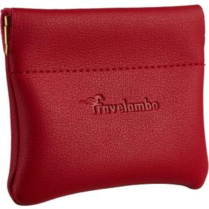 Travelambo Leather Squeeze Coin Purse Pouch Change Holder For Men & Women (Access Red Classic)