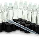 Vivaplex 24, Clear, 10 ml Glass Roll on Perfume Bottles with 3 ml Dropper