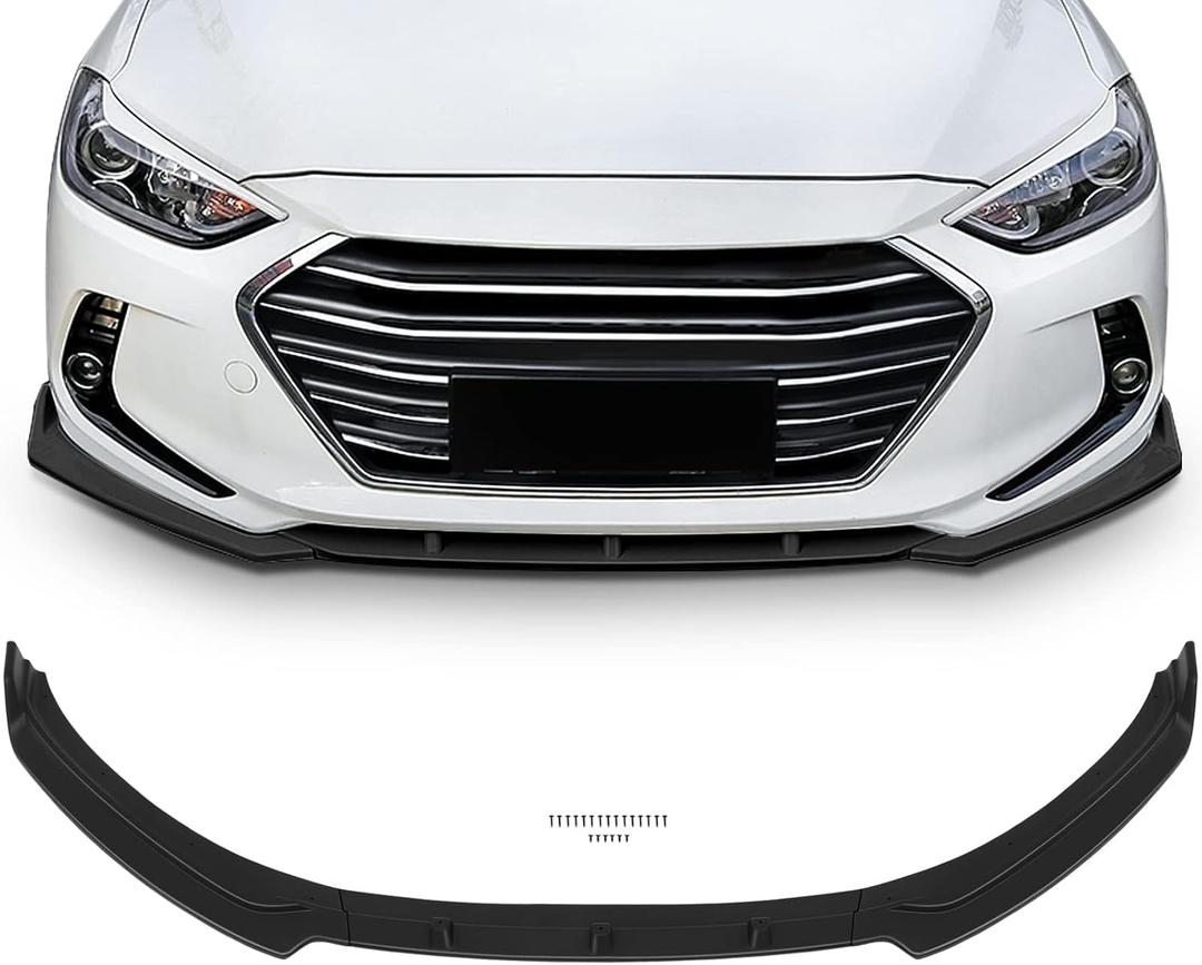 SCITOO Plastic Front Lip Spoiler Fits for 2017-2018 for Hyundai for Elantra Matte Black Front Bumper Lip