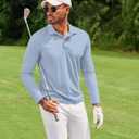 COOFANDY Men's Polo Shirt Long Sleeve Moisture Wicking Golf Shirts Sun Protection Collared Work Shirts (L)