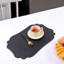 Black Placemats Set of 6 Reversible Faux Leather Place Mat Wipeable Heat Resistant Non Slip Anti Oil Waterproof Eco-Friendly Table Mats Patio Placemats for Dining Table
