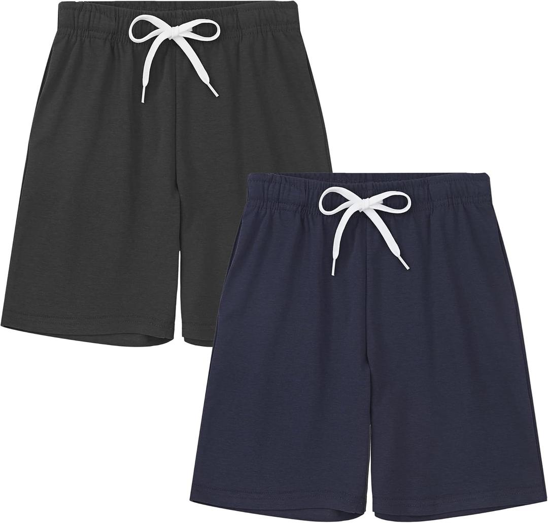 DANI CHINS Boys Loose Athletic Shorts with Pockets for Casual Sports Outdoor (5, Black, Navy)
