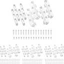 POWERTEC 71425 Surface Mounted Rail Brackets, Frame Fasteners Hardware With Mounting Screws, Hooks for Wood Bed Frame, Set of 4, Silver (Pack of 4)