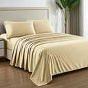 Mayfair Linen 100% Egyptian Cotton Sheets Set Queen - 1000 High Thread Count, Luxury 5-Star Hotel 4 PC Sateen Bed Sheets Queen Size, Soft, Breathable Extra Long Staple 16" Deep Pocket Sheets - Sand