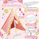 4 Pack Teepee Tent for Kids Slumber Party with Mattress,Fitted Sheet,Light String,Natural Cotton Washable Sleepover Tents for Girls Party Birthday Slumber Movie Night Supplies (Pink White)