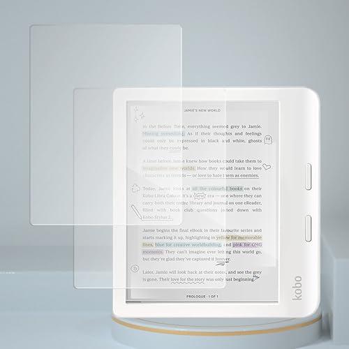 LaoShuSheng Anti-Glare Matte Screen Protector Designed for 7" Kobo Libra Colour/Libra 2 e-reader (2-Pack) Anti Fingerprint Anti Burst Nano Matte Skin PET Soft Film (Matte) ﻿