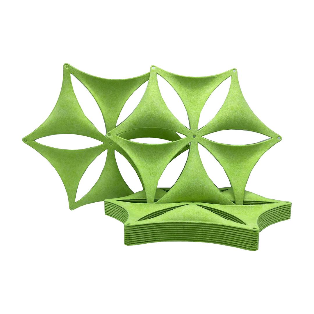 OSHIYINN Felt Fiber Surface High Density Polyester Fiber Board 3D Flower Venus 14"x12" Hanging Room Divider Panel Cut Room Partition Home Decoratio(12 Pcs)(Neon Green)