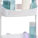 Bath Bliss 2 Way Convertible Bathroom Shower Caddy | Adjustable Mounting Arms | Loofah & Razor Hooks | Storage & Organization | Rust Resistant | Large and Small Bottles | White