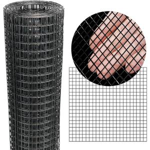 Black Hardware Cloth 16'' x 20' PVC Steel Vinyl Coated 1/4 inch Galvanized Wire Mesh Roll (23 GA) Chicken Wire Fence Roll, for coop Fences,Screen mesh, Rabbit/Snake Fences, Poultry enclosures, etc.