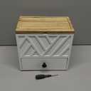 Tampon Holder for Bathroom Decor, Feminine Product Organizer with Lid and Drawer, Shark Week Tampon Storage, Wood Pad and Tampon Organizer for Toilet Organizer, Bathroom Accessories Box for Girl Stuff (White)