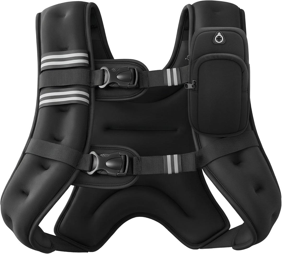 ZELUS Weighted Vest, Weight Vest with Reflective Stripe for Workout, Strength Training, Running, Fitness, Muscle Building, Weight Loss, Weightlifting 20LB