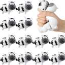 Meooeck 12 Pcs Cow Stress Relief Toy Stress Ball for Adults Mini Animal Stuffy Fidget Toys Black and White Cute Cow Gifts for Easter Basket Stuffer Birthday Party Office Workers ADHD Autism Anxiety Black and White