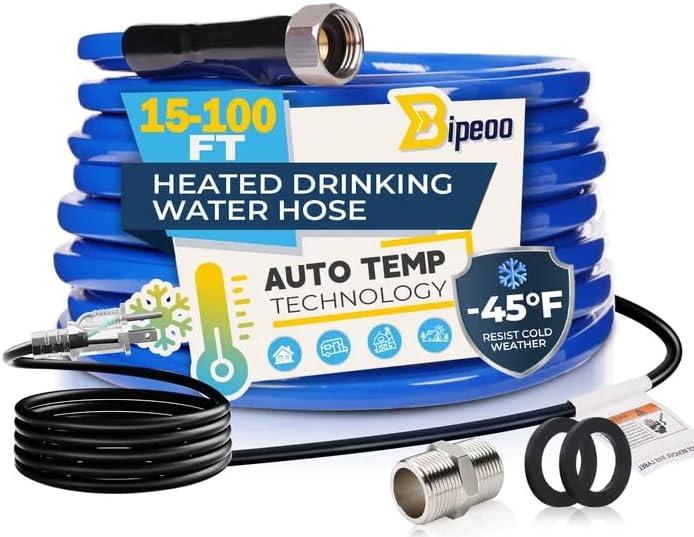 15FT Heated Water Hose for Rv,Heated Drinking Water Hose Antifreeze to -45F,Great Rv Accessories for Campers,Livestock,Agriculture,Lead and BPA Free (Blue)