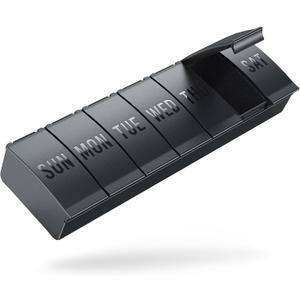 Pill Organizer Large, Weekly Medicine Pill Organizers, 7 Day Pills Box Case Travel for Big Vitamin Supplements Fish Oil, Black