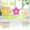 Hedeey 3-Piece Spring Layered Tray Decoration Set – Flower Wooden Table Signs for Tabletop Farmhouse Spring Table Decor – Party, Office, Home, Bedroom, Kitchen "Hello Spring" Decorations (Flower Design)